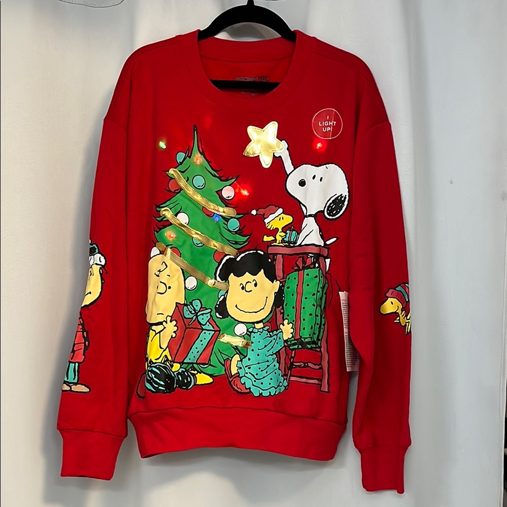 Peanuts Christmas Light-Up Sweater - Red size Small